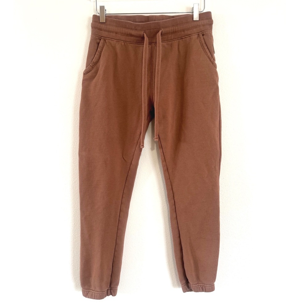 Pact Organic Cotton Drawstring Jogger Pants Terracotta Clay Tapered Leg
